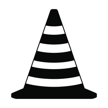 black and white striped traffic cone clip art preview