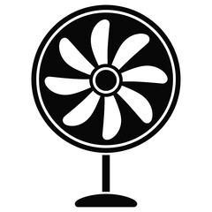 Silhouette illustration of a standing electric fan for cooling and ventilation solutions eps vector silhouette vector illustration white background