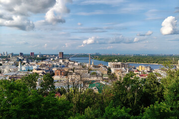 Podil District of Kyiv, aerial view