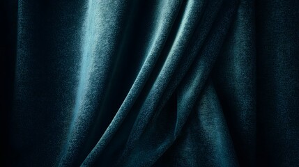 Obraz premium Deep teal fabric with soft folds creates a luxurious textured background.