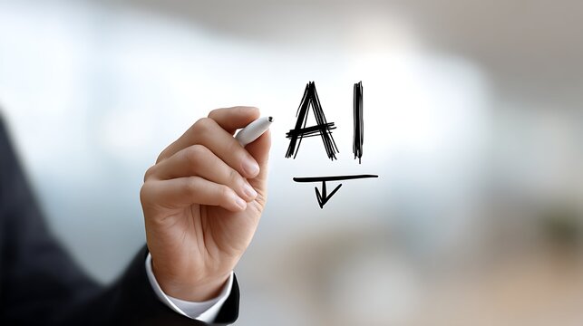 hand on a touch screen interface, AI decline, risks, financial assets, new technology