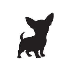Cute puppy chihuahua silhouette vector flat illustration design