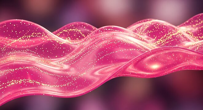 Abstract Pink Wave with Glittering Particles - A Mesmerizing Visual. - Powered by Adobe