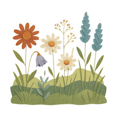 PNG Colorful paper-cut floral illustration