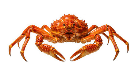 A vibrant orange spiny crab, captured in its entirety, isolated on a pure transparent background, ideal for seafood and oceanthemed visuals