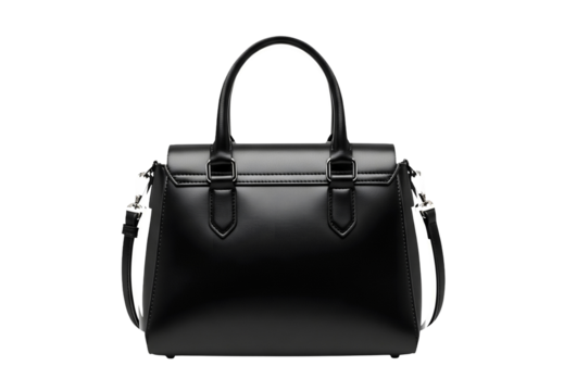 Black female leather bag isolated on white or transparent background - Powered by Adobe