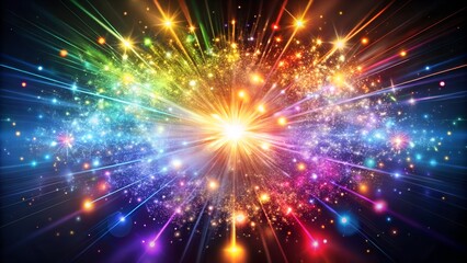 Obraz premium Bright colorful explosion of light with rays effect and glow in the center, abstract background in space or energy style, energy and speed concept
