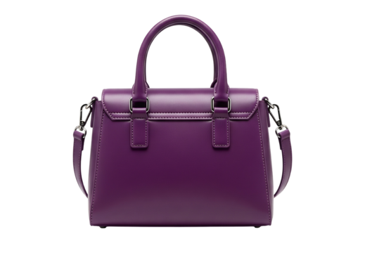 Sand purple female leather bag isolated on white or transparent background