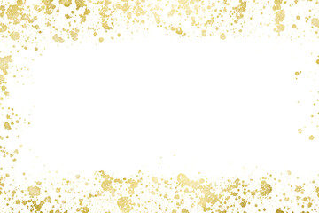 Abstract textured border of golden and green shimmering particles framing a central black void isolated on transparent background