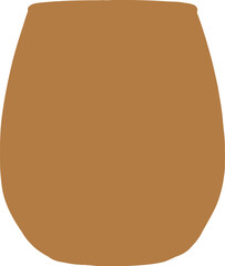 Stemless glass filled with light brown liquid isolated on white background drinkware beverage