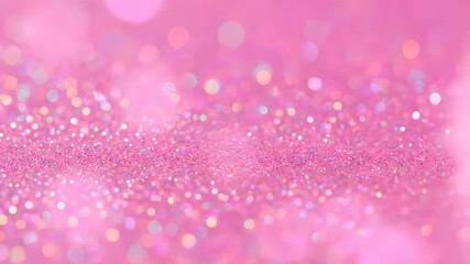 Close-up shot of a pink glitter background with bokeh effect, creating a dreamy and festive atmosphere. - Powered by Adobe