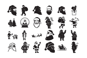 24 Santa Claus Silhouette Vector Bundle. Christmas Clipart.