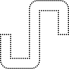 Complex maze-like dotted path with irregular wave segments and squared rounded turns.