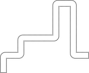 Dotted vector shape featuring an irregular progression of squared waves with soft rounded turns.
