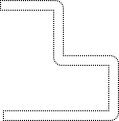Continuous dotted squared path forms an abstract maze with irregular curves and rounded corners arranged in wave-like layers.
