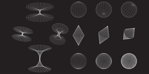 Abstract textured patterns and geometric shapes in high contrast monochrome composition vector