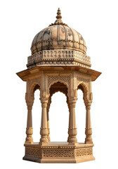 Obraz premium Ornate Sandstone Chhatri with Carved Dome and Detailed Base in Traditional Indian Temple Pavilion Style