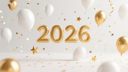 New Year 2026 celebration with balloons