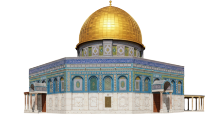 Iconic golden dome of the rock jerusalem landmark religious islamic architecture sacred site isolated on transparent background