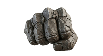 Powerful fist symbolizing strength resilience and determination against adversity isolated on transparent background