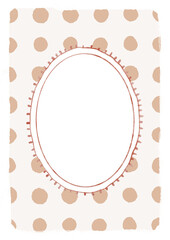 Watercolor Template Frame with polka dot. Cozy autumn design. Whimsical vintage element in cottagecore style for invitation, social media and posters.
