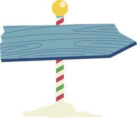 Winter Wooden Sign Illustration with Snow