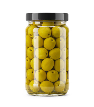 Green Olive Clear Glass Jar with glossy cap without label