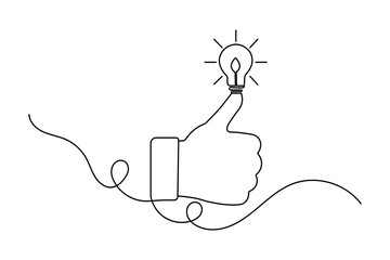 Modern continuous one-line light bulb sketch outline vector art drawing