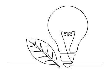 Light bulb continuous one line drawing minimalist vector illustration