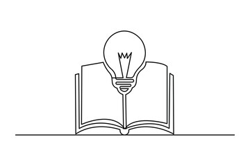 Light bulb continuous one line drawing minimalist vector illustration
