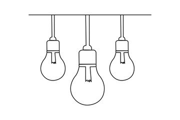Light bulb continuous one line drawing minimalist vector illustration
