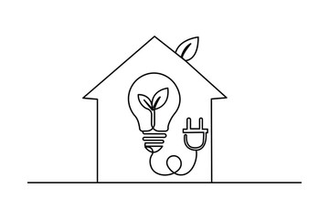 Light bulb continuous one line drawing minimalist vector illustration