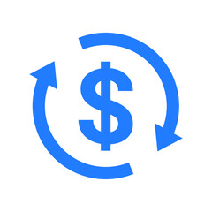 Money exchange or transaction cycle icon representing financial operations, refunds, and returns, suitable for banking, e-commerce, customer service, and business transactions design projects