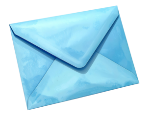 Light blue, watercolor-style envelope, sealed with shadow and highlights