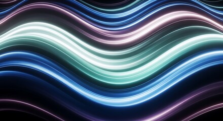 Abstract Wavy Lines with Neon Glow and Vibrant Colors.