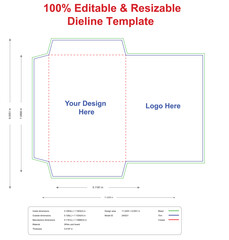 Custom dimensions 3-side sealed wrap envelopes dieline, box dieline ,die-line design,die-line template,packaging dieline