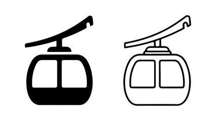 Cable car icons with transparent background