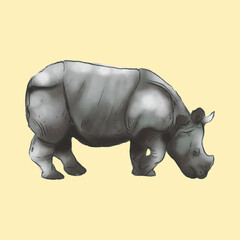 Illustration of an Endangered Animals Rhinoceros