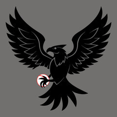 Vector art illustration of an eagle with a cricket ball