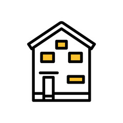 イエローのアクセントのあるシンプルな家のアイコン03