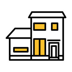 イエローのアクセントのあるシンプルな家のアイコン05