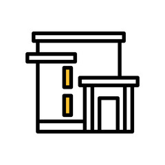 イエローのアクセントのあるシンプルな家のアイコン07