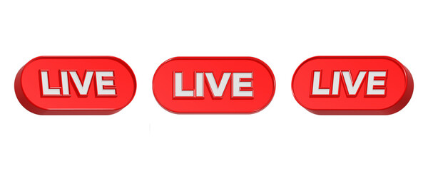 3d rendering design of real time icon symbol in red color