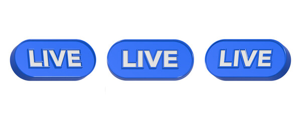 3d rendering design of rea time icon symbol in blue color