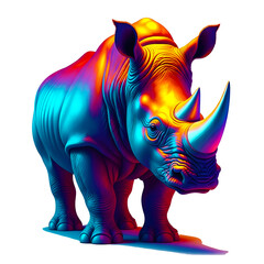 Fototapeta premium Cute Cartoon Rhinoceros Illustration PNG for Kids and Design Use.