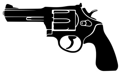 revolver on a transparent background, black, gun, icon, picture, silhouette 