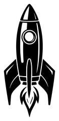 rocket on a transparent background, black, design, logo, rocket, space 
