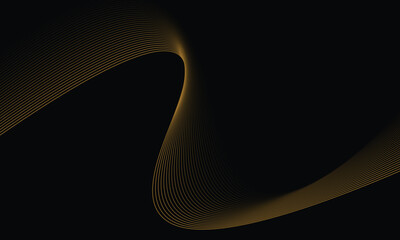Abstract shiny gold color wave on black background, Vector eps10