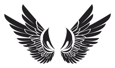 Obraz premium Minimalist Abstract Fractal Wings Vector Art, Clean Lines, White Background