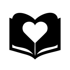 Heart inside an open book illustrates love of reading concept beautifully